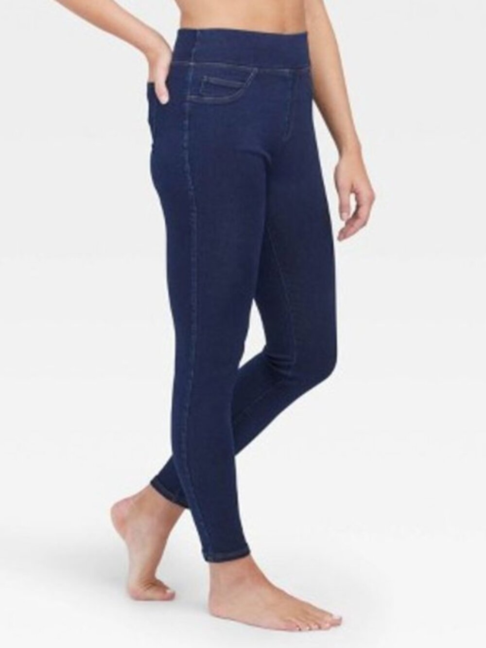 Spanx Assets Dark Blue High Rise Denim Jeggings L - Picture 1 of 5